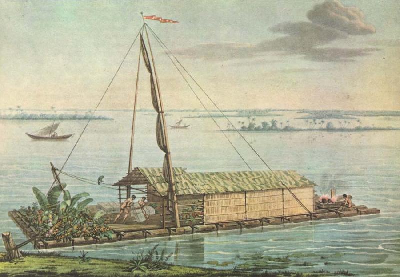 unknow artist Alexandria von Humboldt anvande that raft pa Guayaquilfloden in Ecuador wonder its sydameri maybe expedition 1799-1804 China oil painting art